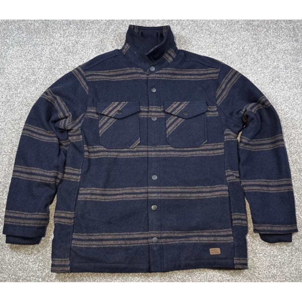 Jachs New York Wool Blend Sherpa Lined Jacket Mens Large Navy Plaid Insulated - Picture 2 of 12